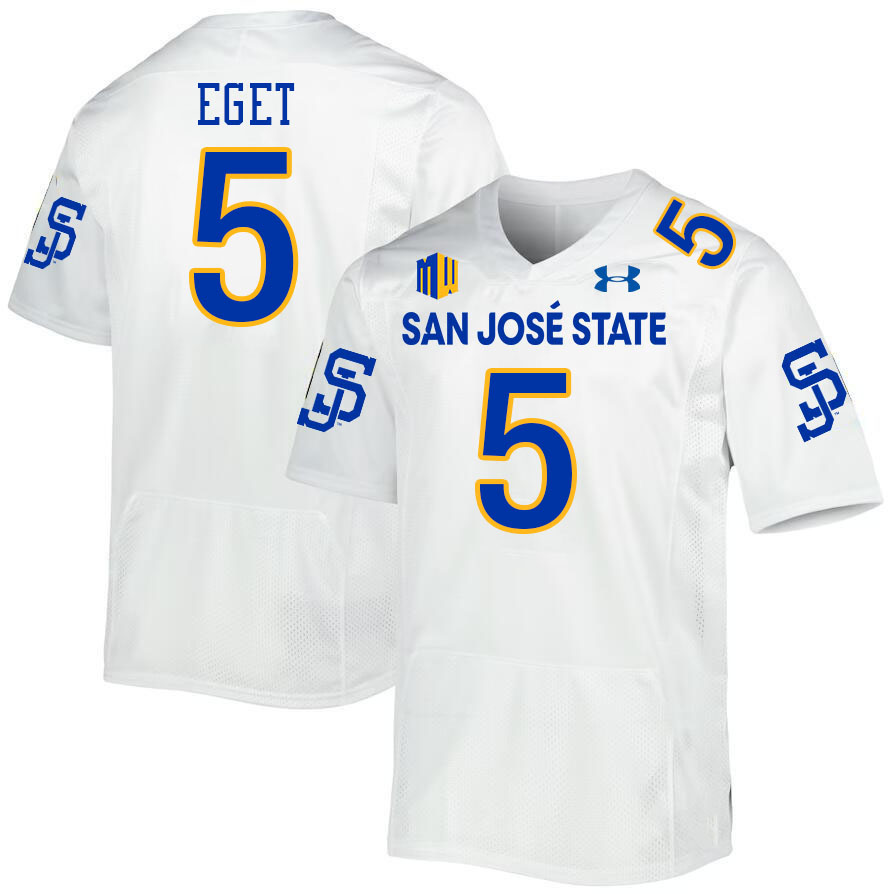 San Jose State Spartans #5 Walker Eget College Football Jerseys,Uniforms-White
